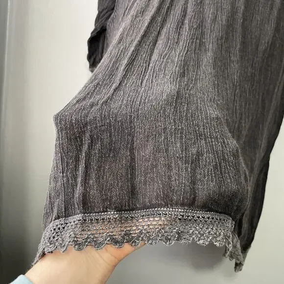 Beach by Exist Gauze Cover Up Dress Size XL Black Whimsigoth Hoodie Tunic Grunge - Picture 9 of 11